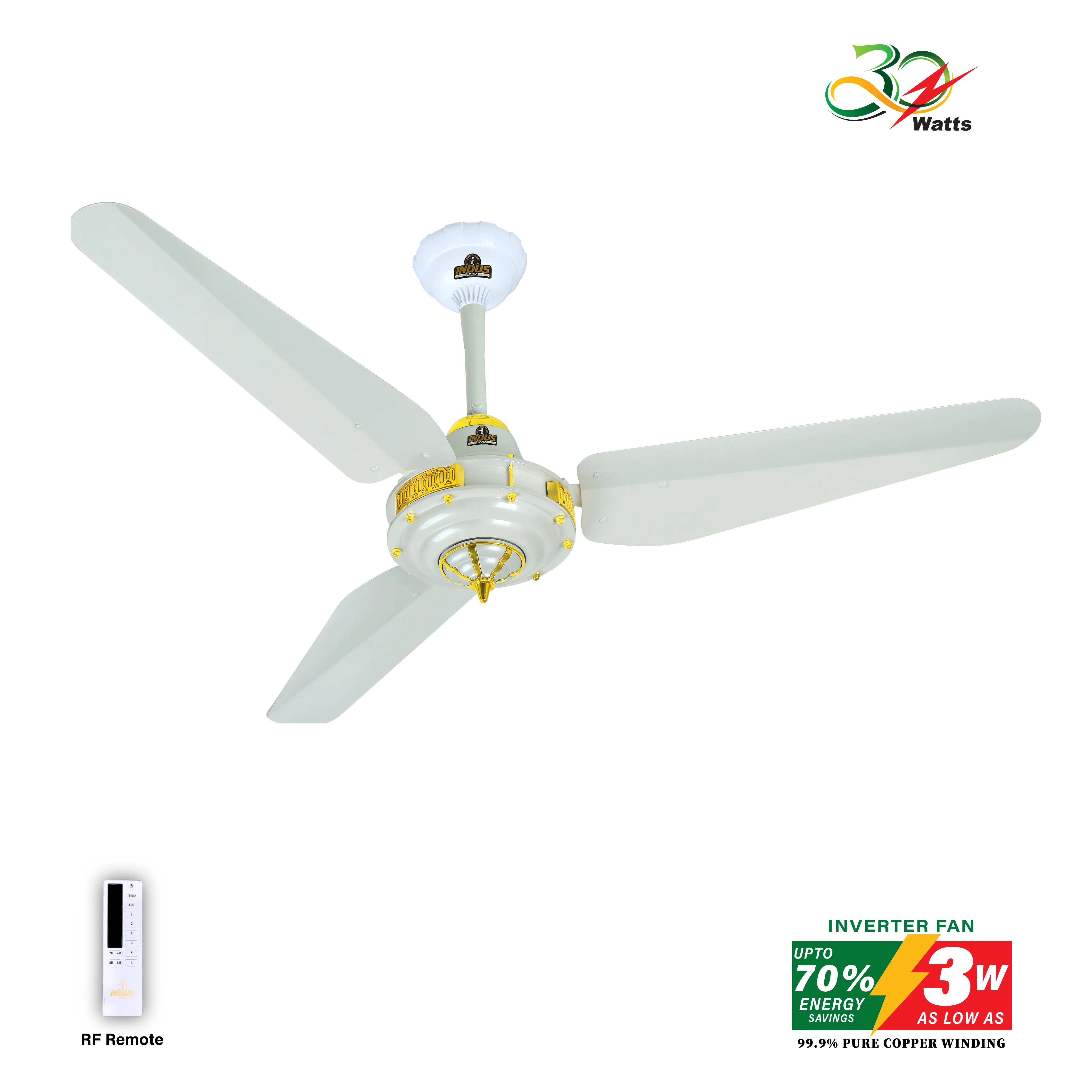 Crown Model Ceiling Fan (30-Watt Inverter Fans) - Image 3