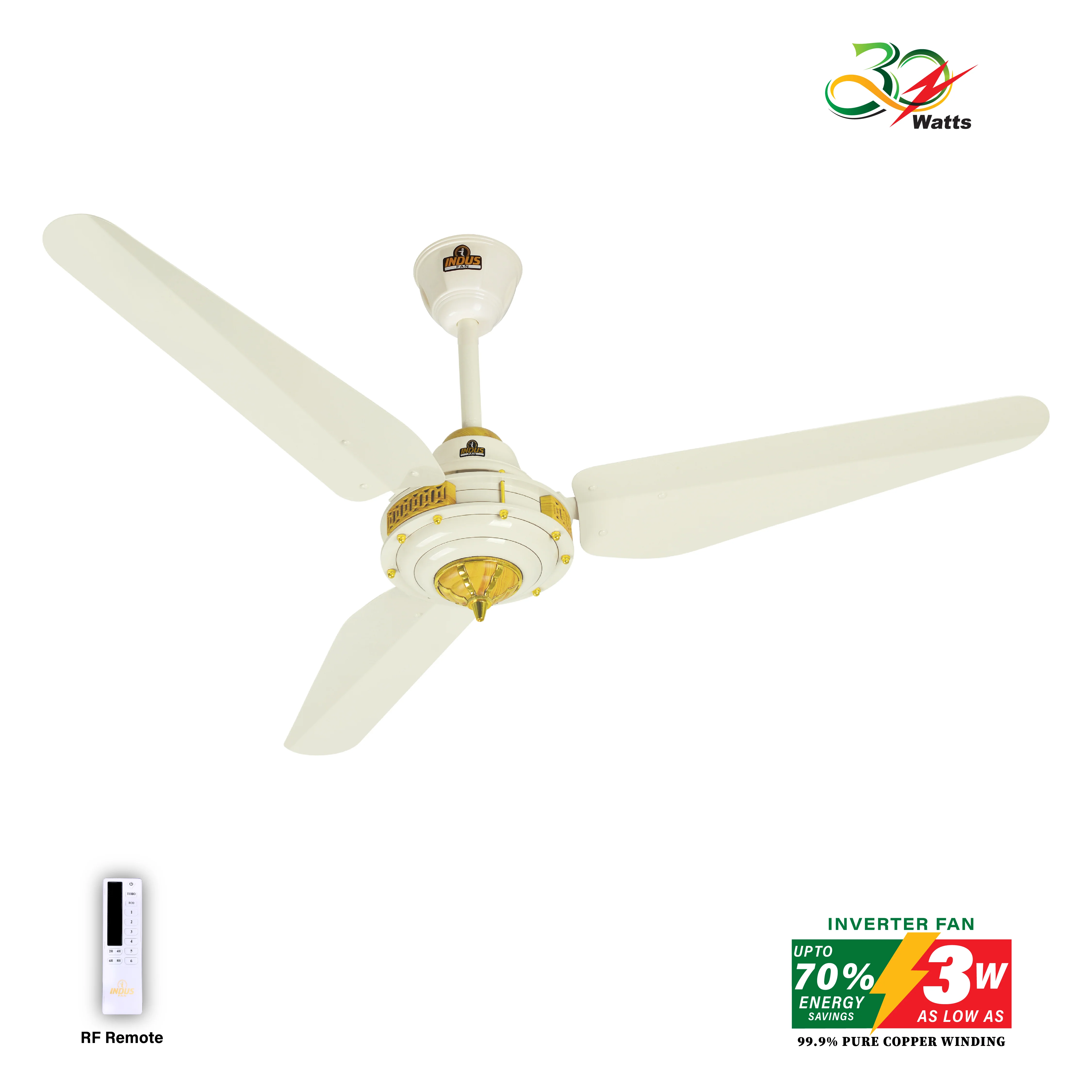 Crown Model Ceiling Fan (30-Watt Inverter Fans) - Image 5
